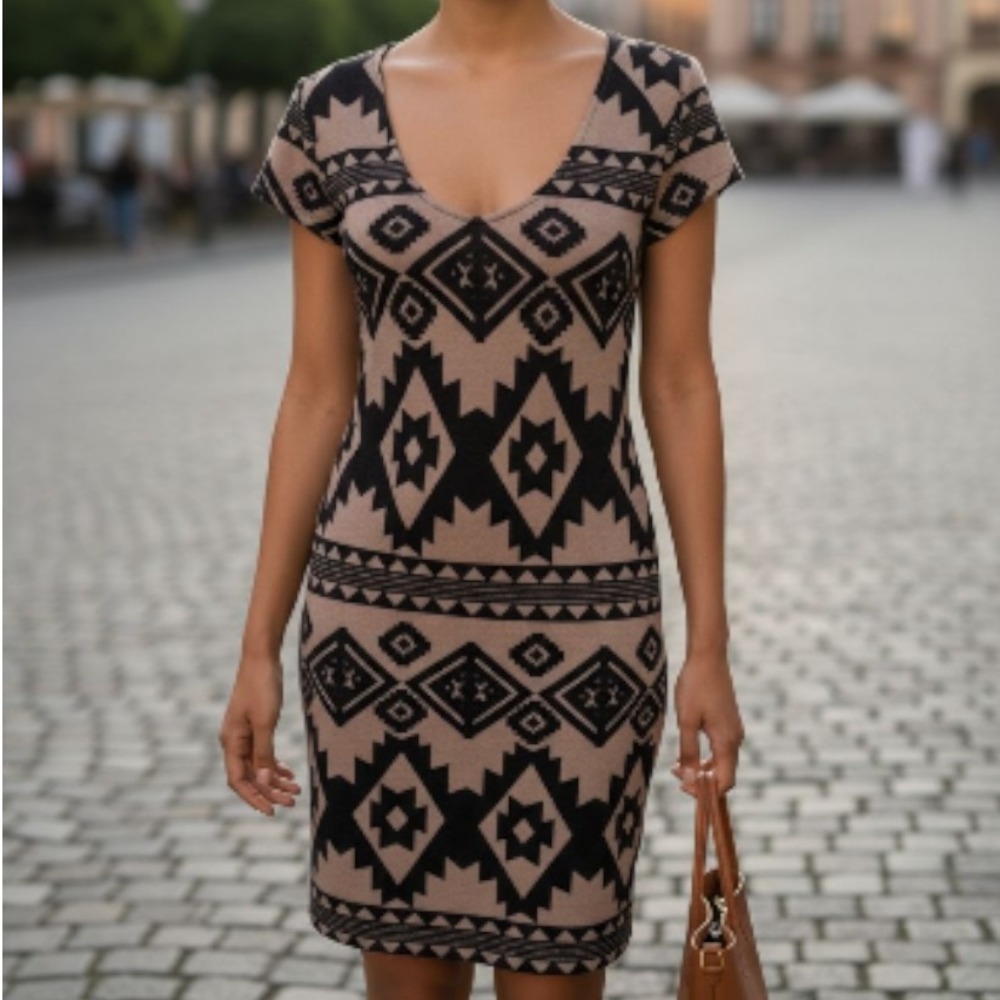 Tribal dress bodycon stretchy workwear professional classy
